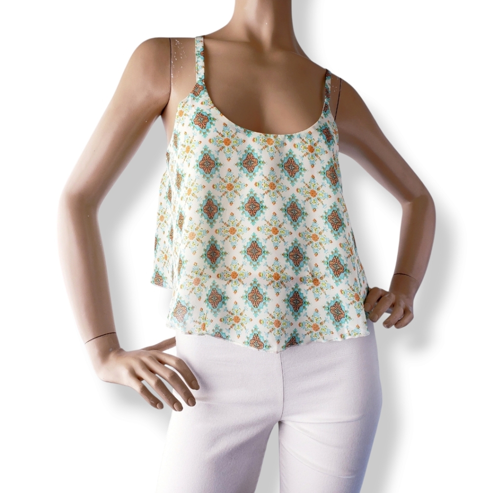 J&M Clothing Green Geometric Cami Top